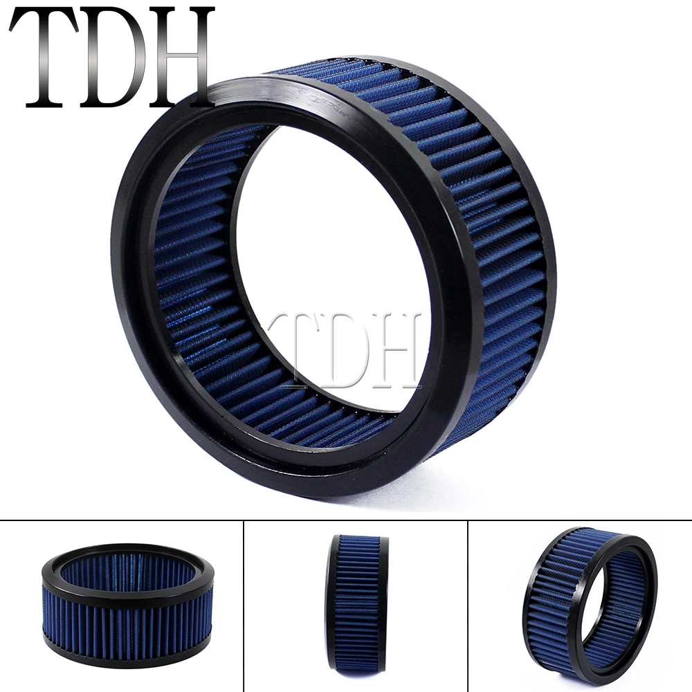 Blue Motorcycle High Flow Round Air Filter 4.625\