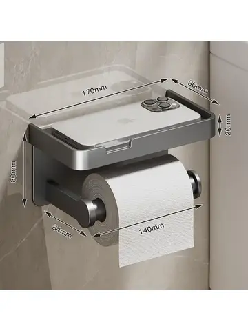 Aluminum Alloy Toilet Paper Holder Bathroom Wall Mount WC Paper Phone Holder Shelf Towel Roll shelf Accessories