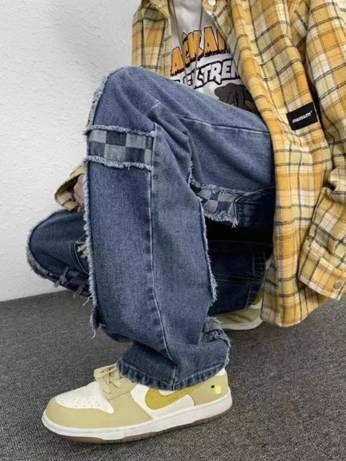 Lose Herren-Jeans mit geradem Bein, hohe Taille, Retro-Stil, Freizeithose für Übergröße 300, Pou, Herbst und Winter, neue Straße