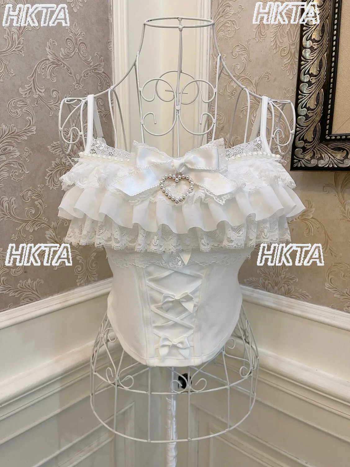 Nouvelle mode d'été : Débardeur court style Kawaii Lolita Princesse, avec nœud en dentelle, bretelles croisées fines et coussinets de poitrine, noir et blanc, Y2k