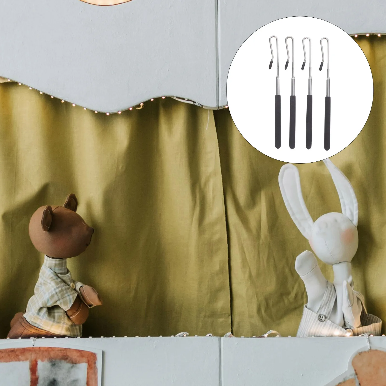 Palos de Control de marionetas extensibles, rango de 20-55cm, Material metálico duradero para asas de marionetas precisas y versátiles, 4 Uds.