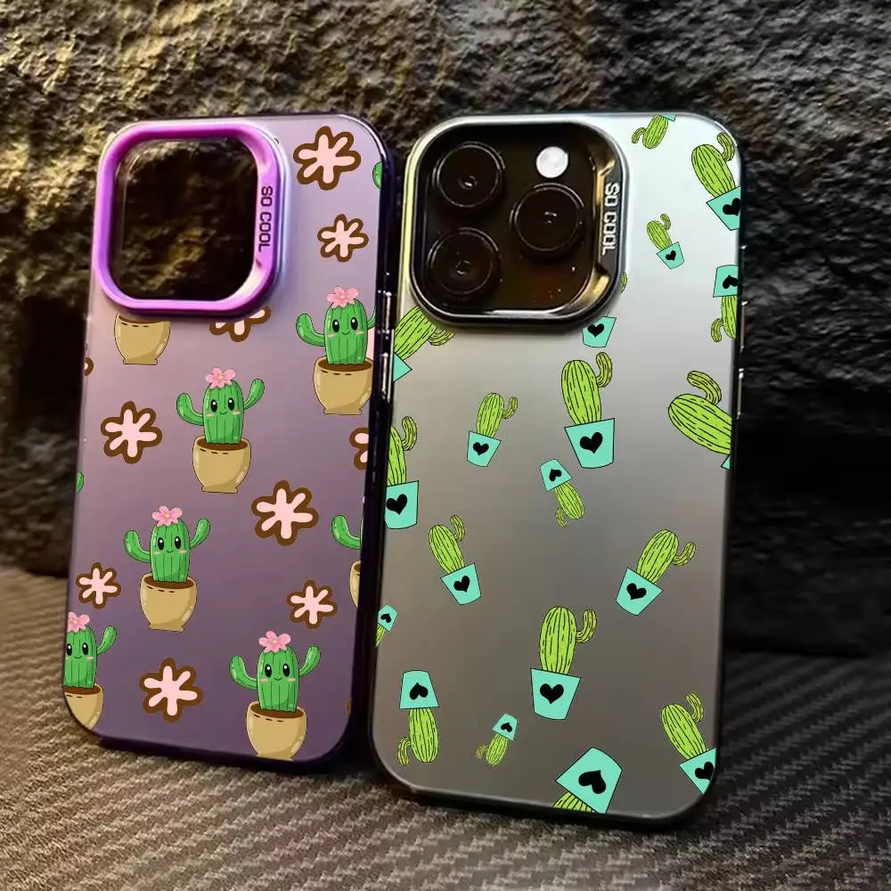 

Cactus Succulents Phone Case Color Silver Shell For IPhone 17 16 15 14 13 12 11 Pro Max Plus