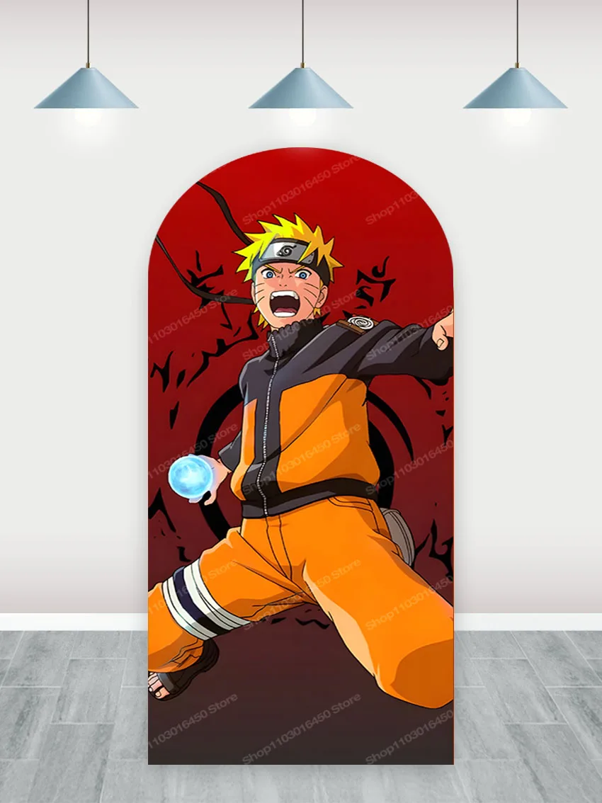 Naruto Arched Backdrop Kids For Boys Birthday Party Decoration Cartoon Doublesides Photography Background Polyester Studio Props