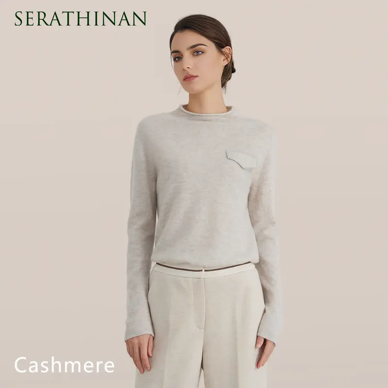 BC799 High-quality Luxury Brand Women's Clothing Half Turtleneck Pullover Knitted Sweater 94% Cashmere Wool - Image 3