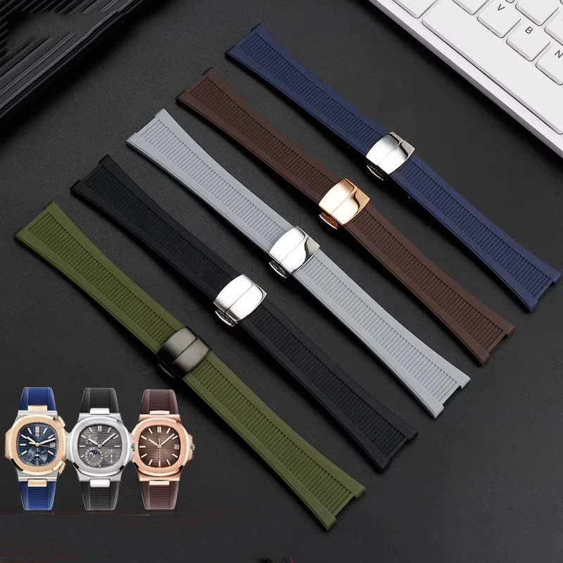 Soft Silicone Watch Strap For Patek Philippe Nautilus 5711 5726 5712g 5980 Rubber watchband men waterproof Bracelet 25-13mm