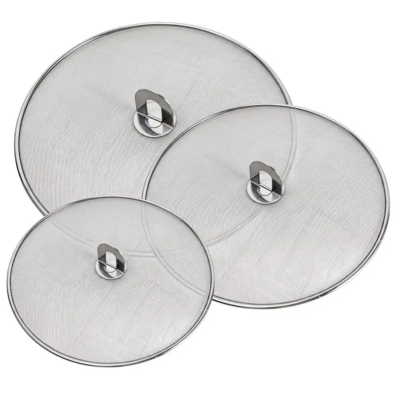 [NEWA08R】 Prevent Oil Splash,And Burn 3-Pack Stainless Steel Splatter Guard Set-Mess-Free Kitchen Accessory