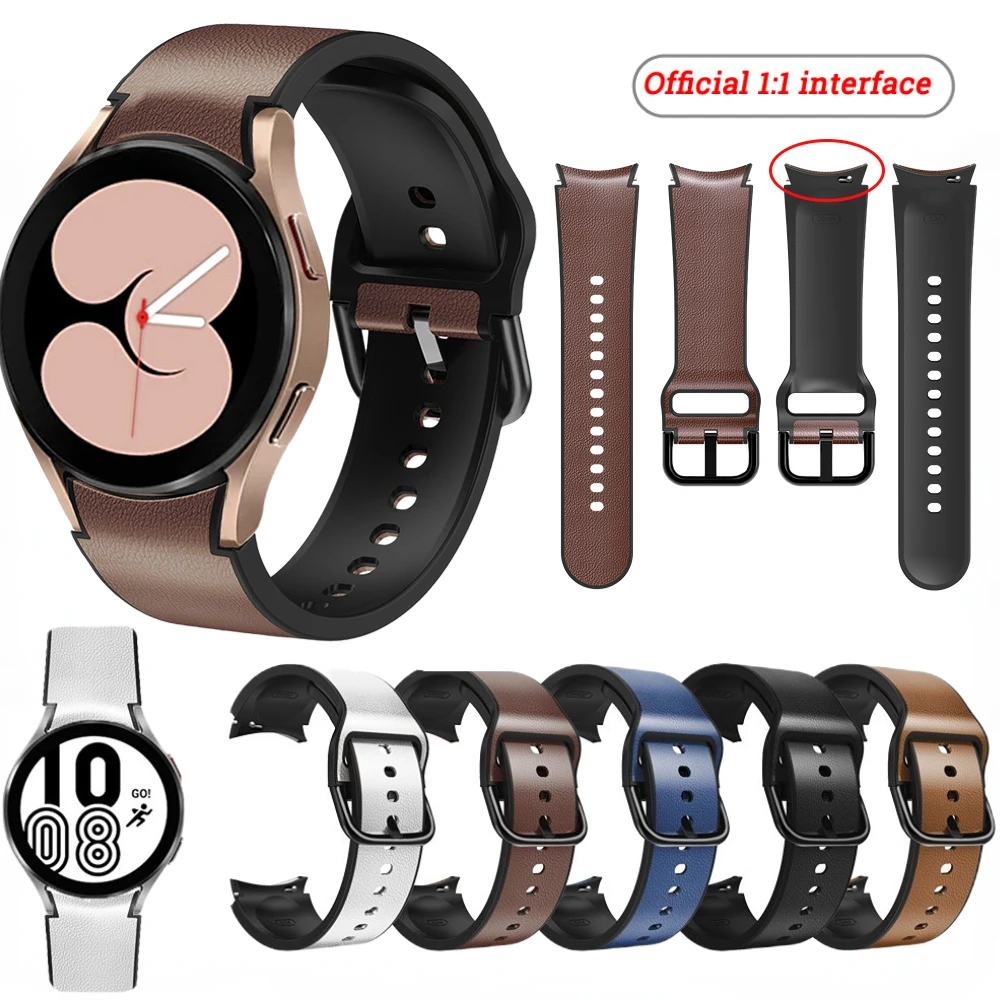 

Silicone Leather Strap for Samsung Galaxy Watch 7/6/5/4 44mm 40mm/5Pro 45mm Bracelet Wristband Samsung Watch 4 Classic 46mm 42mm