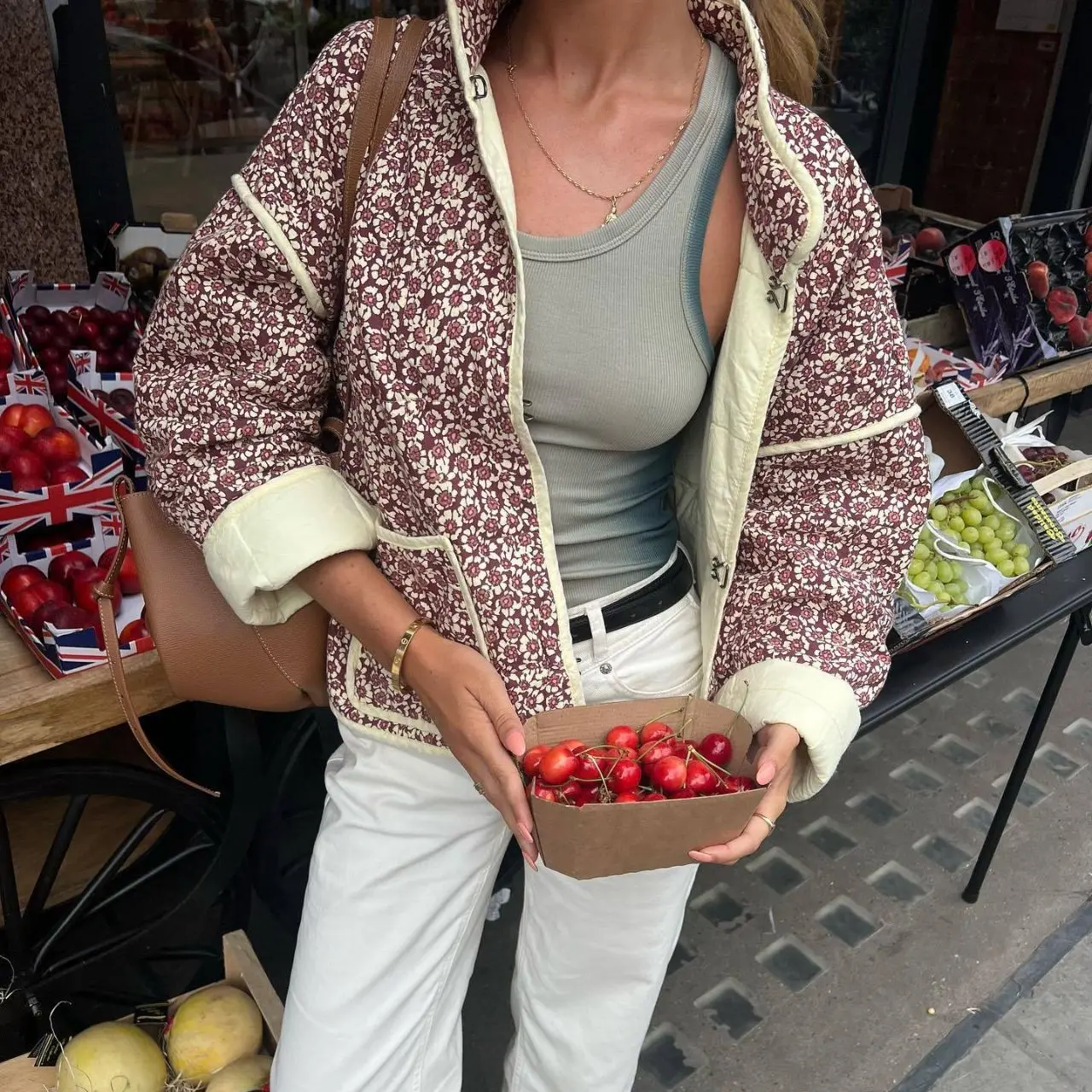 Casaco de algodão estampado para mulher, Parkas, Vestuário, Todas as cores e tamanhos em stock, Outono e Inverno