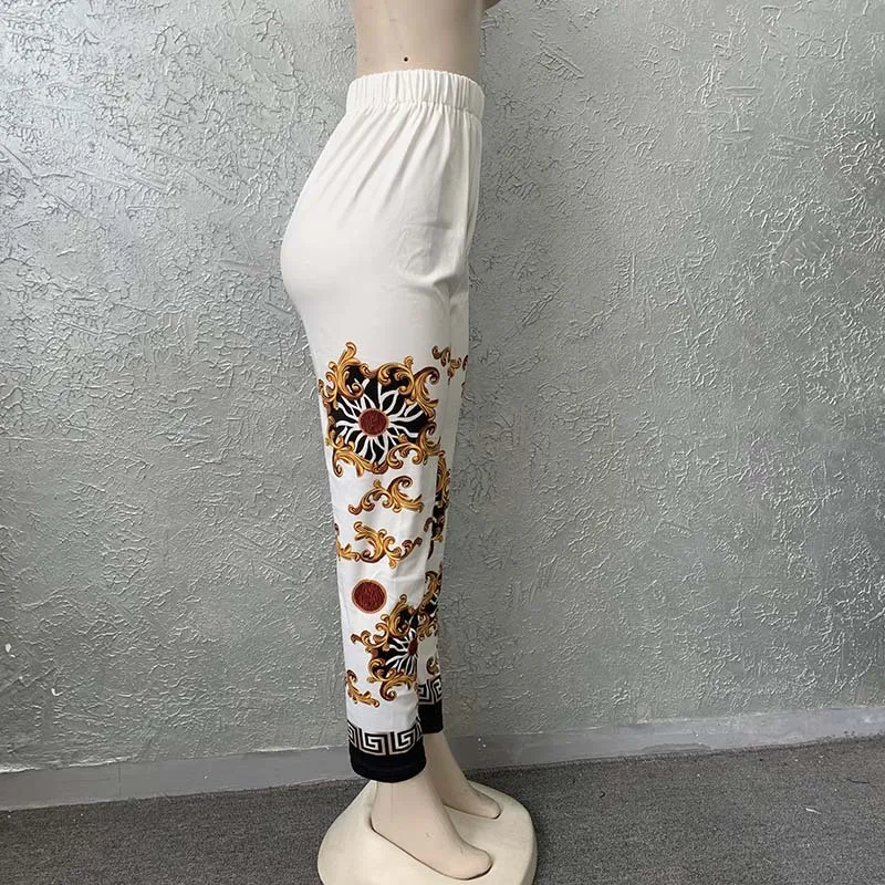 Set di Leggings a matita lavorati a maglia con Top in Chiffon di diamanti caldi stampati digitali da donna di grandi dimensioni