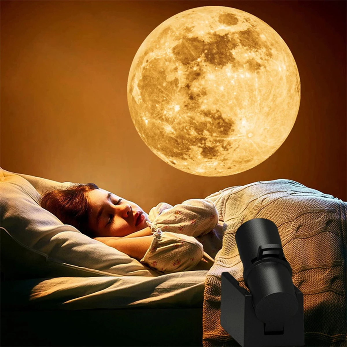 Moon Projector Lamp Adjustable Rotatable Atmosphere Night Light for Home Bedroom Decorative Wall Projection Lamp