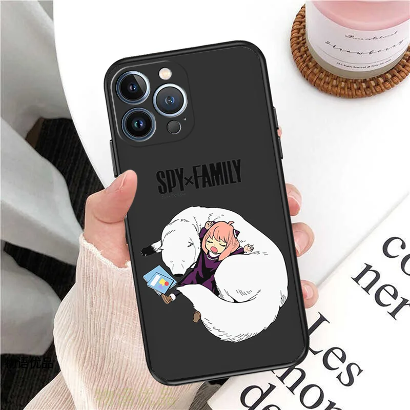 Phone Case for iPhone 16ProMax 14 13 15 Pro Max 12 11 XR SE 7 8 16 Plus Girl Anime Spy × Family Soft Black Silicone Cover