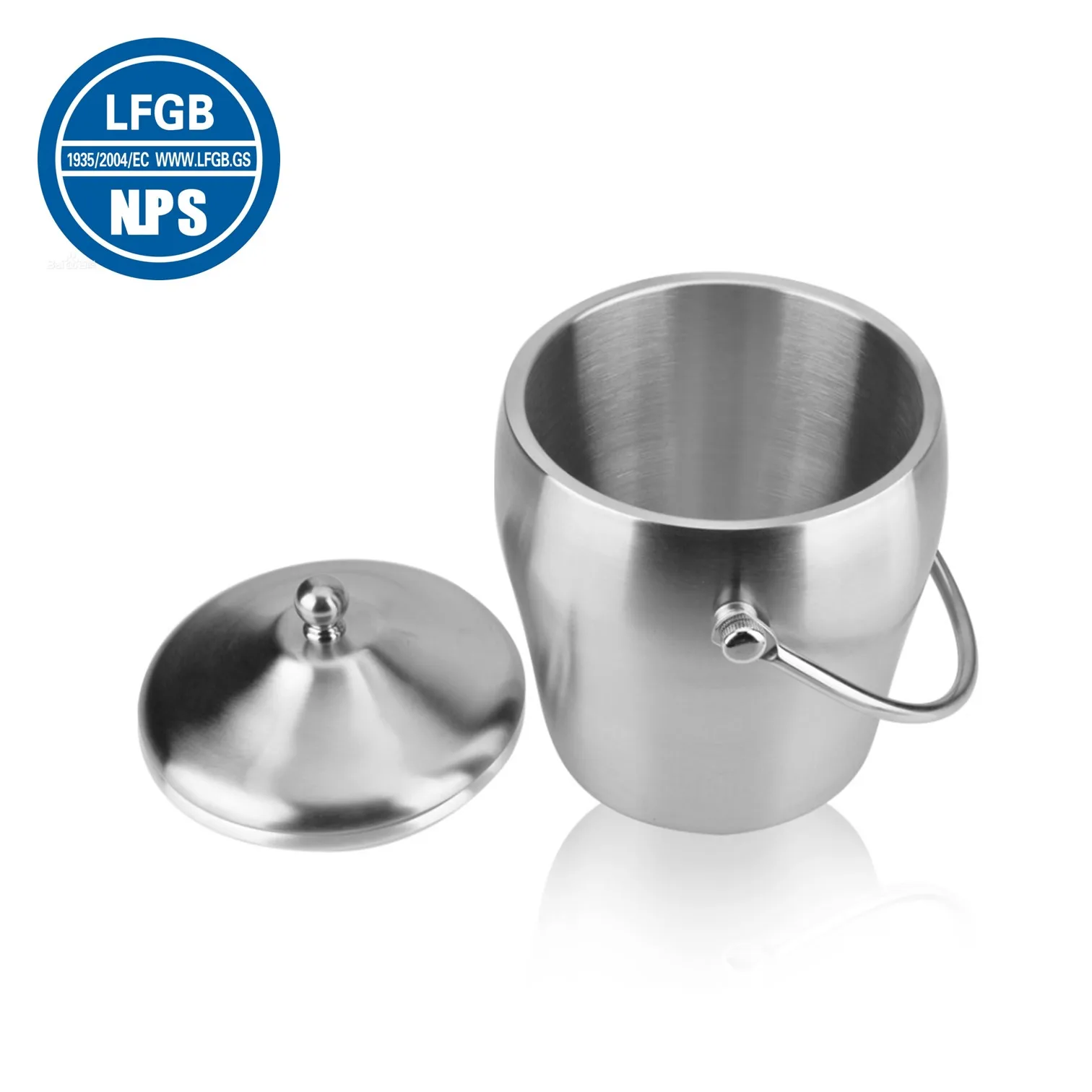 LFGB Certification 304 Stainless Steel Bar Ice Bucket 2 Layer Hollow Design Heat Insulation Party Wine Chiller Beer Cooler