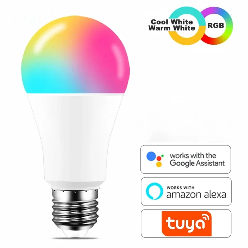 Tuya-Ampoule LED RVB Intelligente Wifi Multicolore, Éclairage Domestique, Lumière Néon Dimmable, 16 Couleurs, 220V
