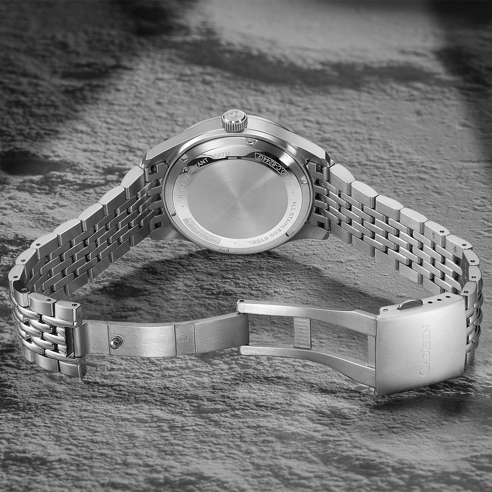 CADISEN ساعة ميكانيكية أوتوماتيكية رجل الفضة الأعمال عادية مقاوم للماء ساعة اليابان ميوتا 8215 حركة مضيئة ساعة رجالي