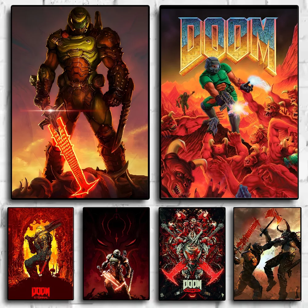 Game A-DOOM-Eternal Poster HD art sticky wall waterproof home living room bedroom bar aesthetic decoration