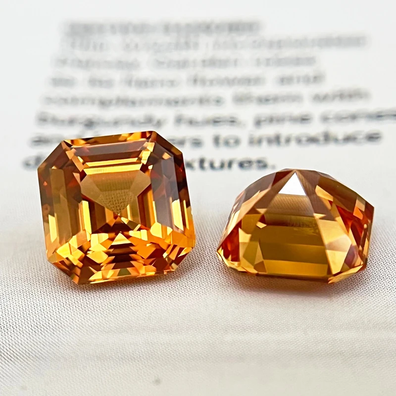 

Top Lab Grown Sapphire Orange Square Asscher Cut VVS1 Gemstone Charms DIY for Jewelry Making Material Selectable AGL Certificate