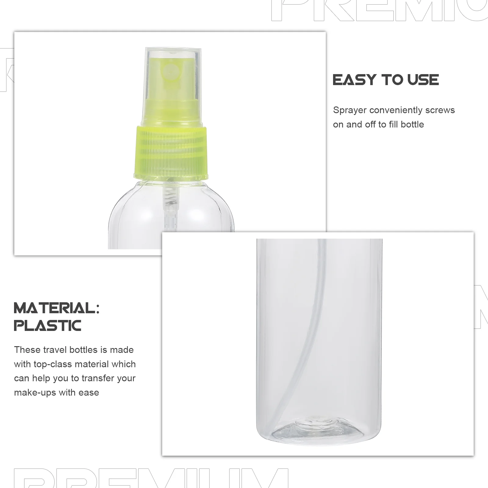 Portable Refillable Plastic Fine Mist Perfume Make Up Clear Empty Sprayer Bottle Atomizers PET Spray Bottles Pump 100ML