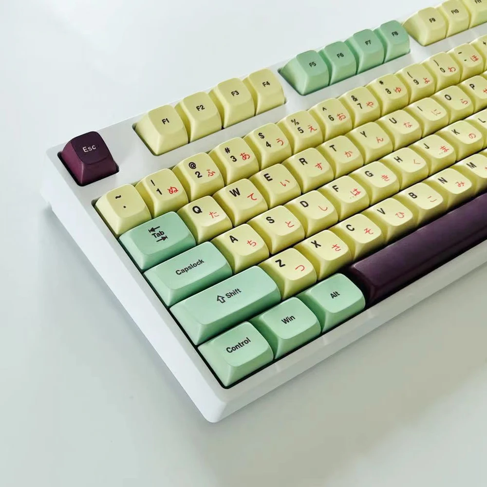 113 Keys Purple Green Yellow Keycaps Set KDA Profile PBT Dye Sublimation Keycap For Cherry MX Switch Mechanical Keyboard