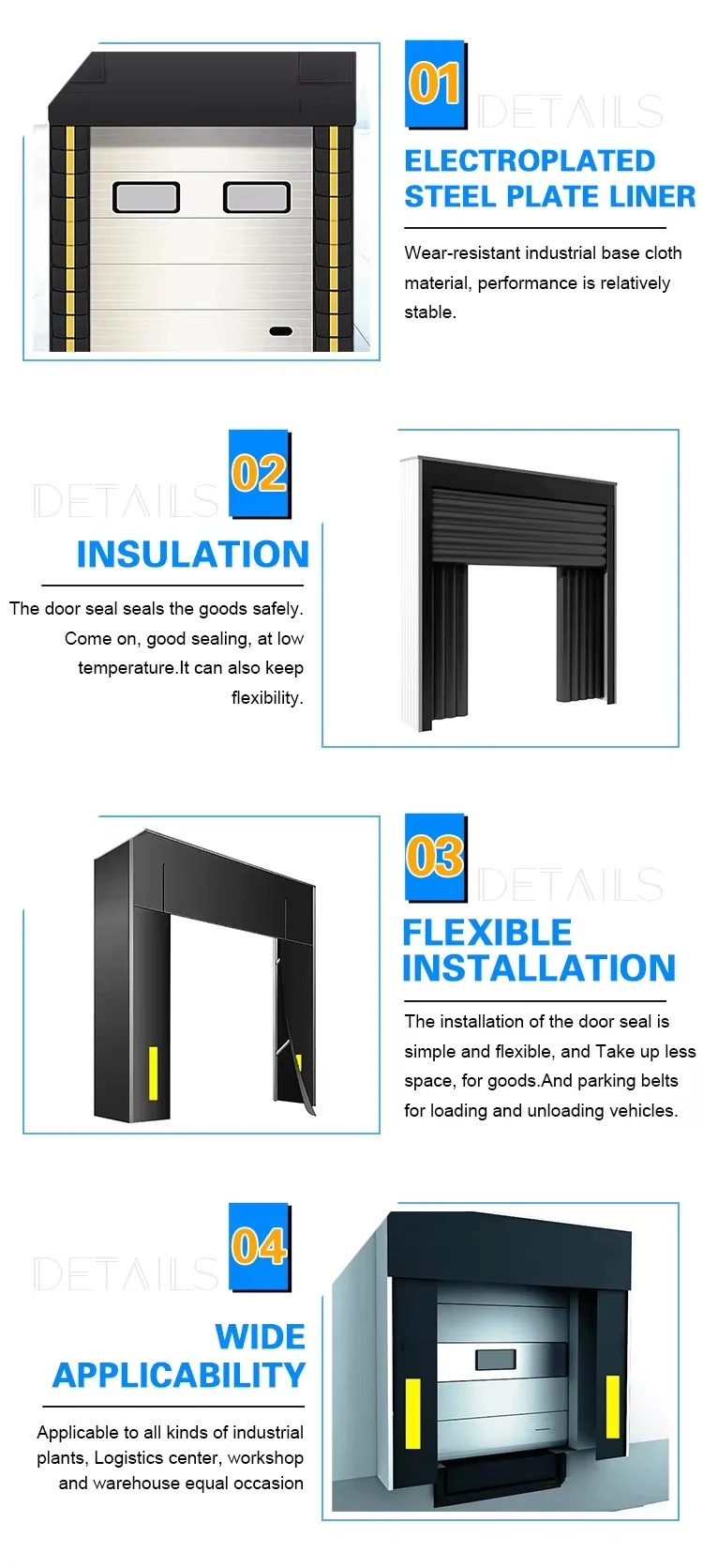 Doors with Frame Custom PVC Door Seals for Loading Docks Main Entrance Door Used in Industrial Warehouses