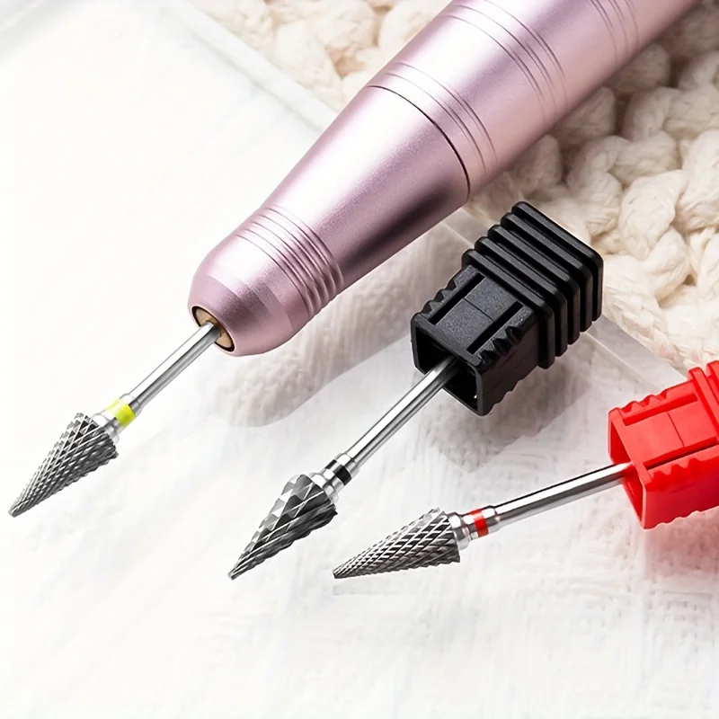 3pcs/Set Tungsten Carbide Triangle Nail Drill Bits, High Hardness, F/M/C Options, Nail Pre- Grinding Tool, for Removing Nail Oil