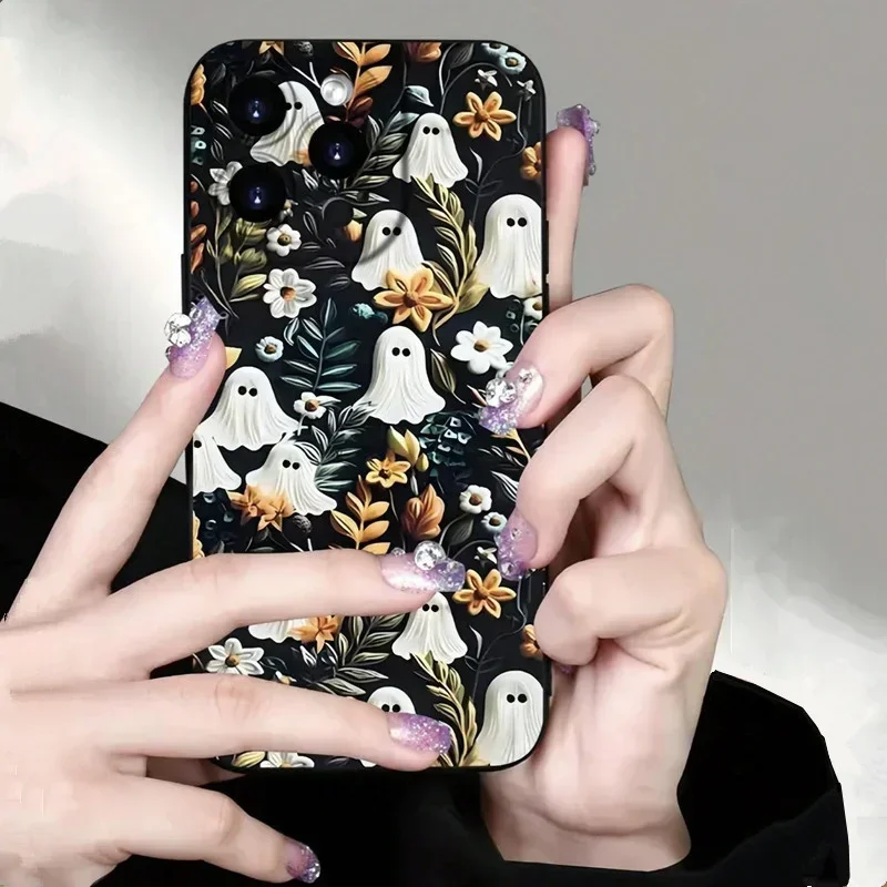 Holiday Floral & Ghost Phone Case For Xiaomi Poco F5 X6 X5 X3 M6 Pro Mi 13 12 11 Lite 5G 14 13T 12T 12X Shockproof Bumper Cover