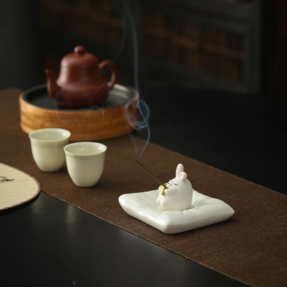 

1Set Vintage Ceramic Incense Stick Holder Square Rabbit Design Desktop Incense Burner Tray for Home Office Aromatherapy