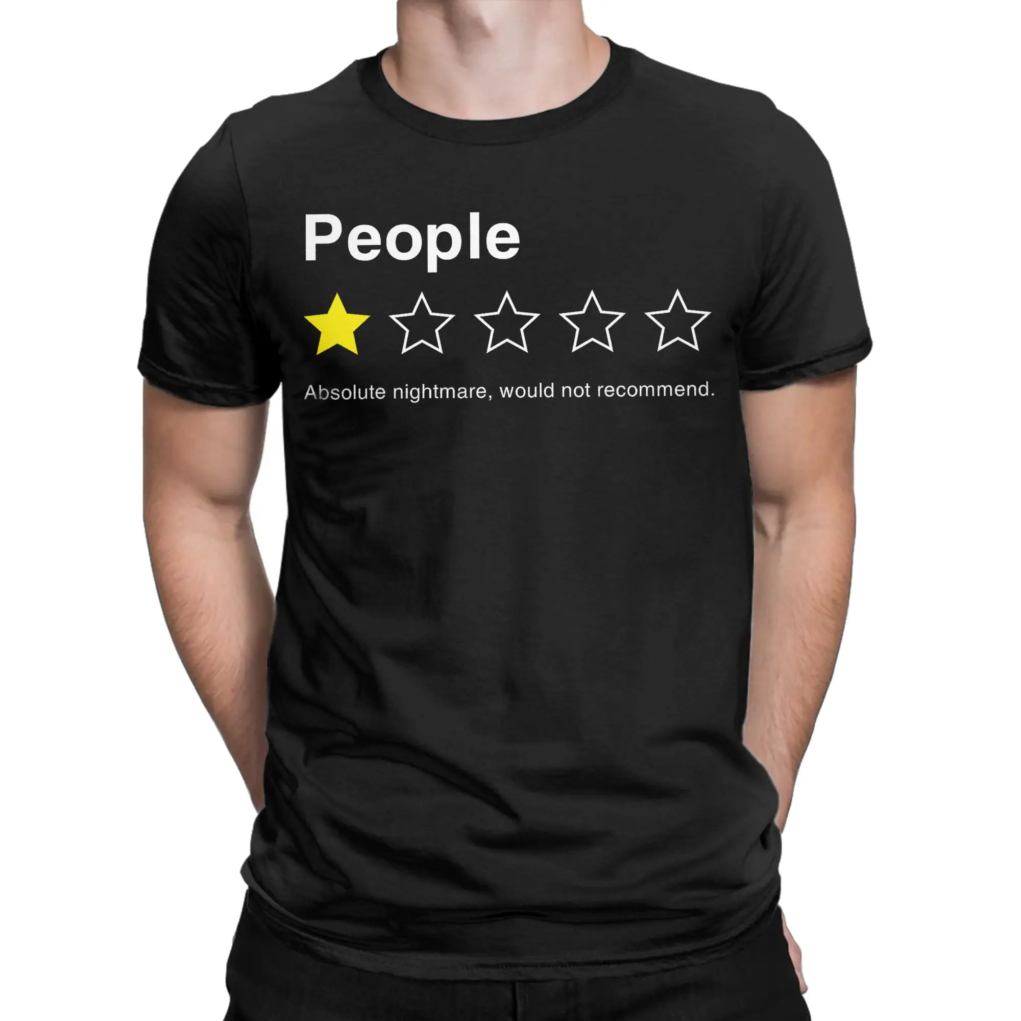 People Rating 1 Star Absolute Nightmare Would Not Recommend T Shirts Men Women's Cotton Fun T-Shirt Round Collar Tees Tops