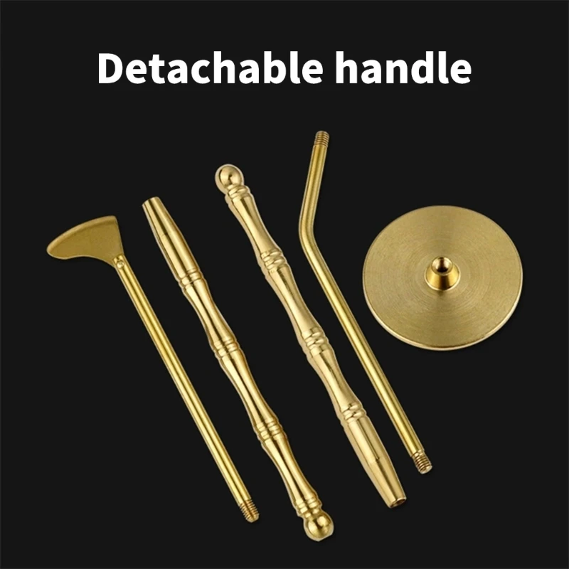 Completing 4Pieces Brass Incenses Crafting Spoon Press Shovel Brush Set DIY Incenses Tool for Incenses Cones Making