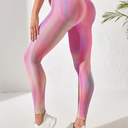 Skinny Stretch Sports Tights Woman Beautiful Running Pants Gradient High Waist Sexy Gym Leggings Women Run Athletic