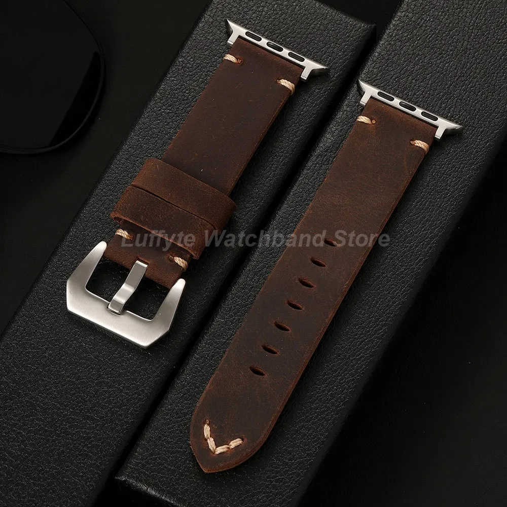 Dickes Vintage-Lederarmband für Apple Watch 44mm 49mm 45mm 46mm 42mm 40mm 41mm für IWatch Ultra 11-10-9-8-7-6-5-SE