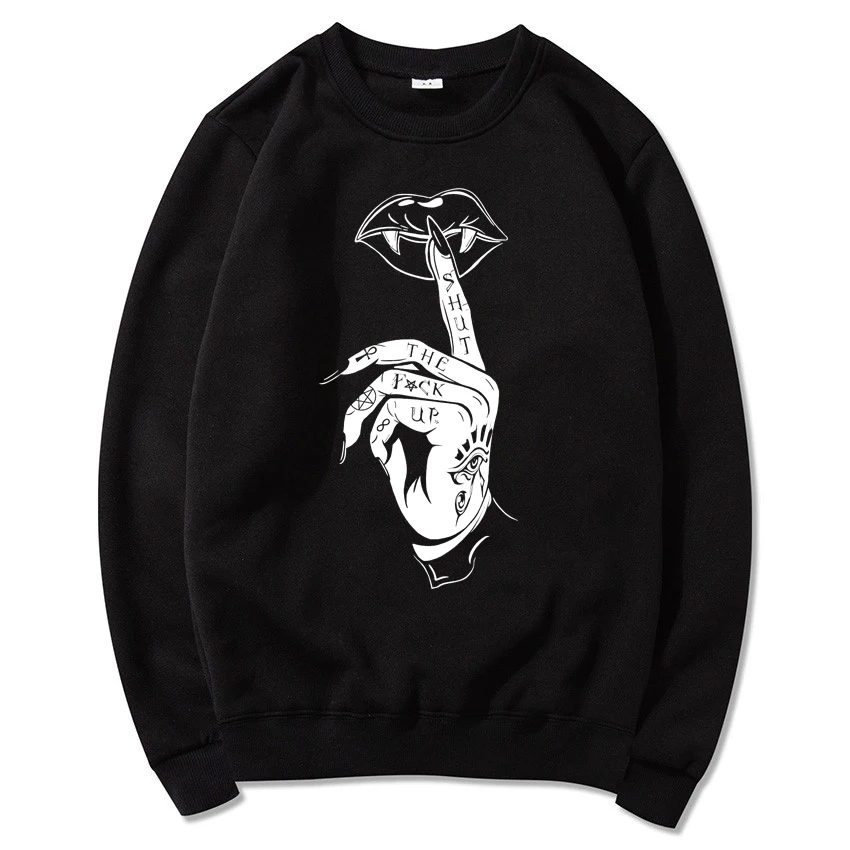 2020 Punk Style Sweatshirt STFU Pullover Sweatshirts Black Metal Witchcraft Tops Cool Witch Grunge Hoodie Women Gothic Jumper