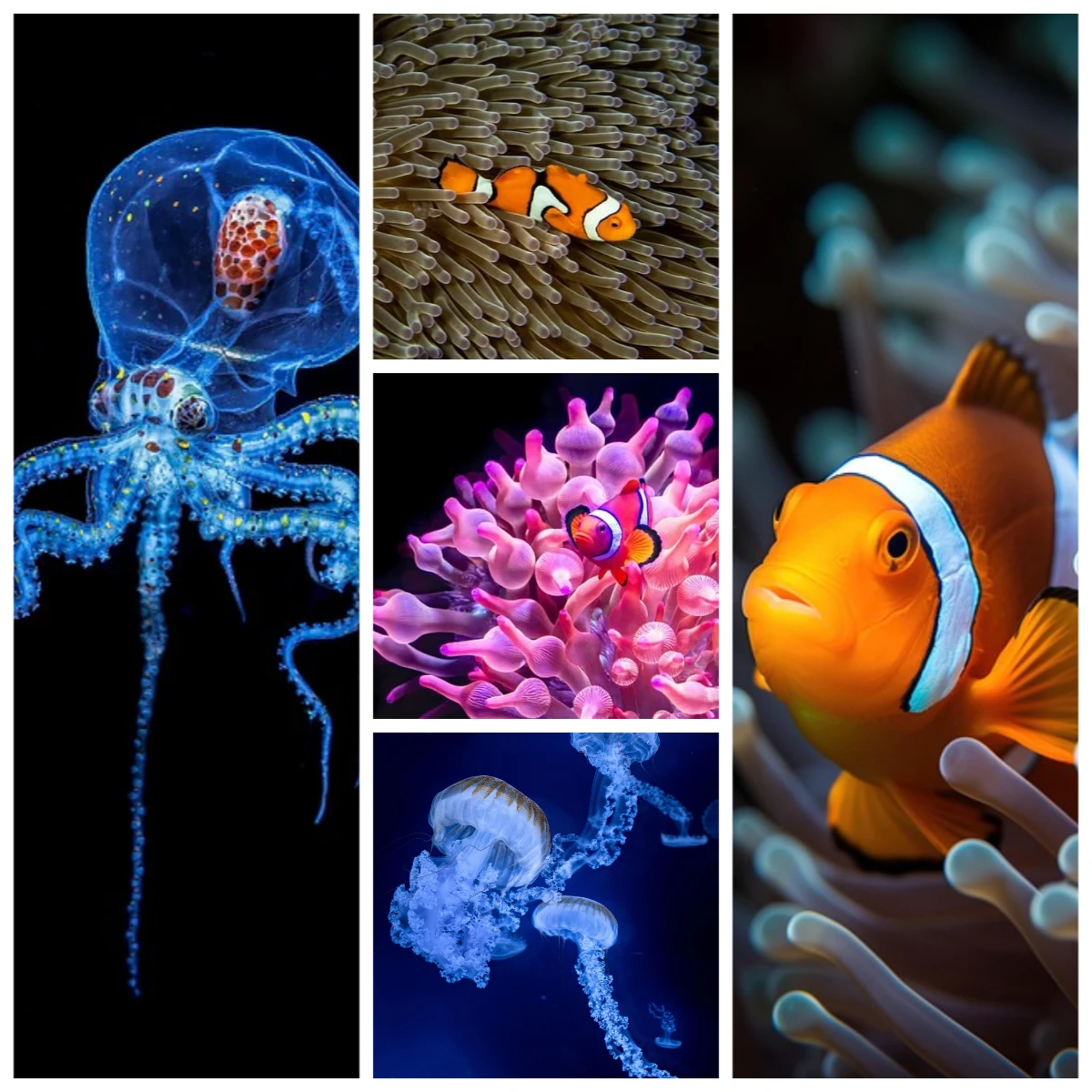 Ocean Creature Paper Jigsaw Puzzle, Clownfish Jellyfish Coral Underwater Design, DIY Art Assembly Puzzle, Home Decor Gift