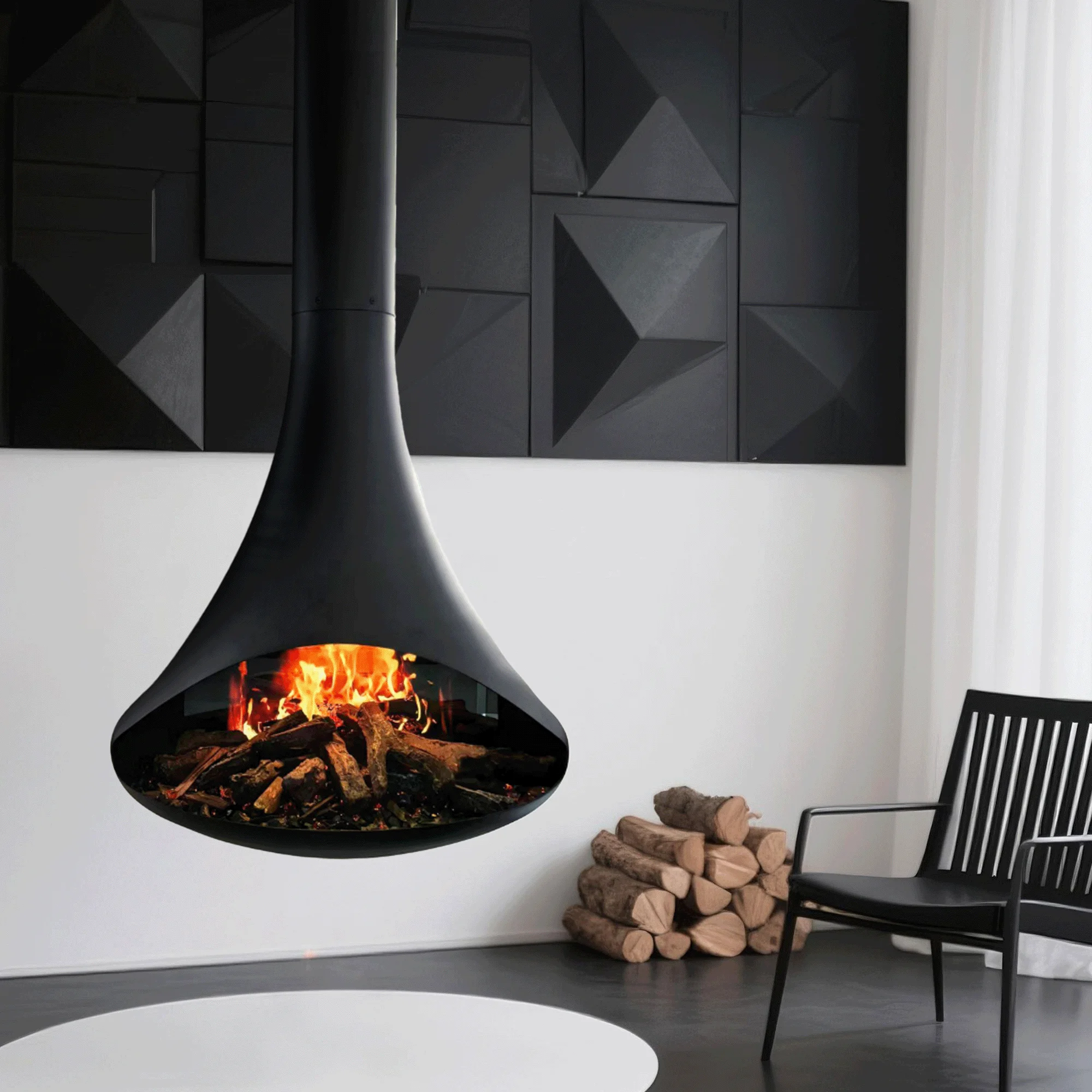 Chimney - LCD Electric Fireplace For Living Spaces |LCD Screen | 5 Flame Colors, 5 Modes, 12 Light Colors For Top & Fuel Bed