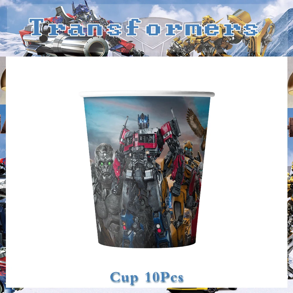 Party Supplies Transformers Movie Party Decoration Children Birthday Tableware Full Sets Plate Cup Tablecloth Latex Foil Ballon