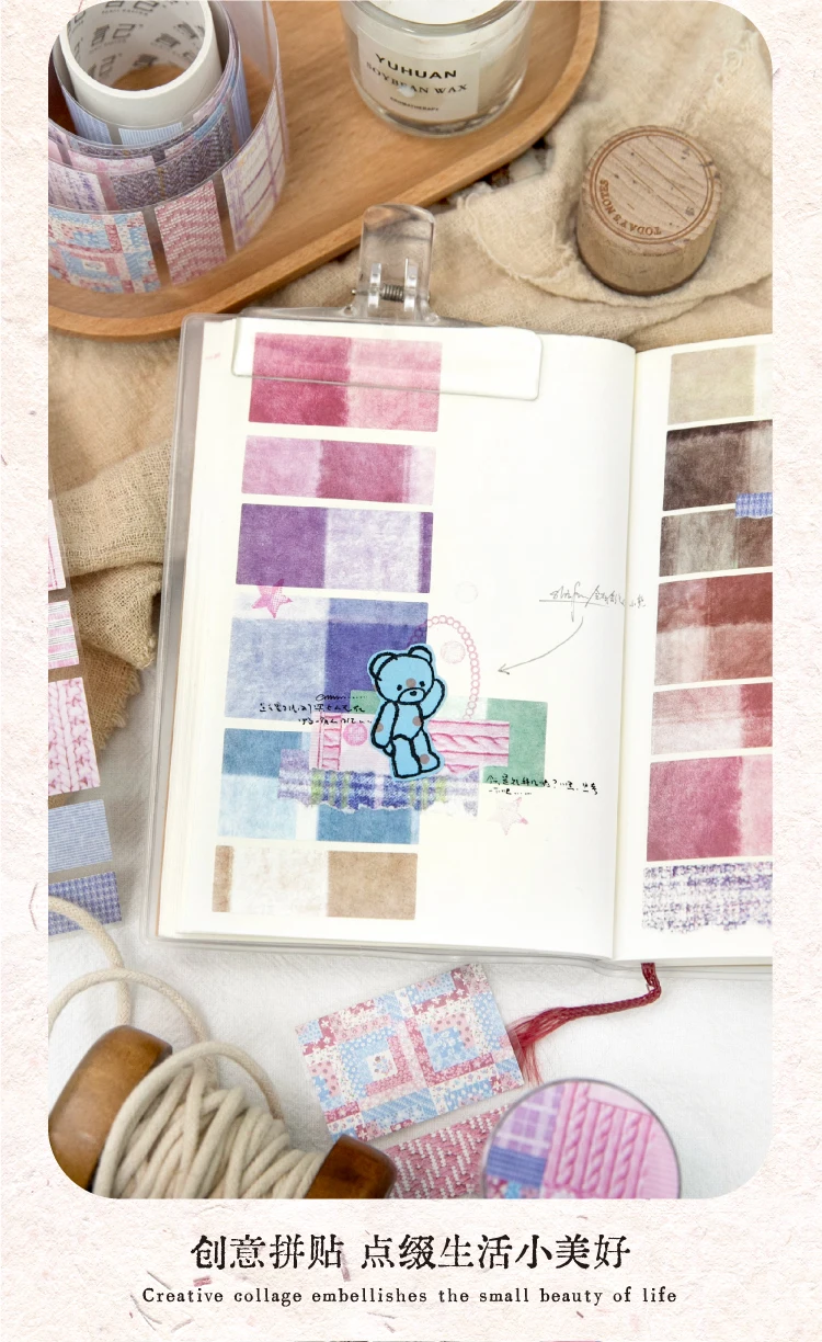 Journal GO 4,8 x 200 cm weißes Kraft-Washi-Tape, Aufkleber, Gitterstoff für Tagebuch, Scrapbook, DIY-Dekoration, Album, Planer, DIY-Klebeband – Detail 8