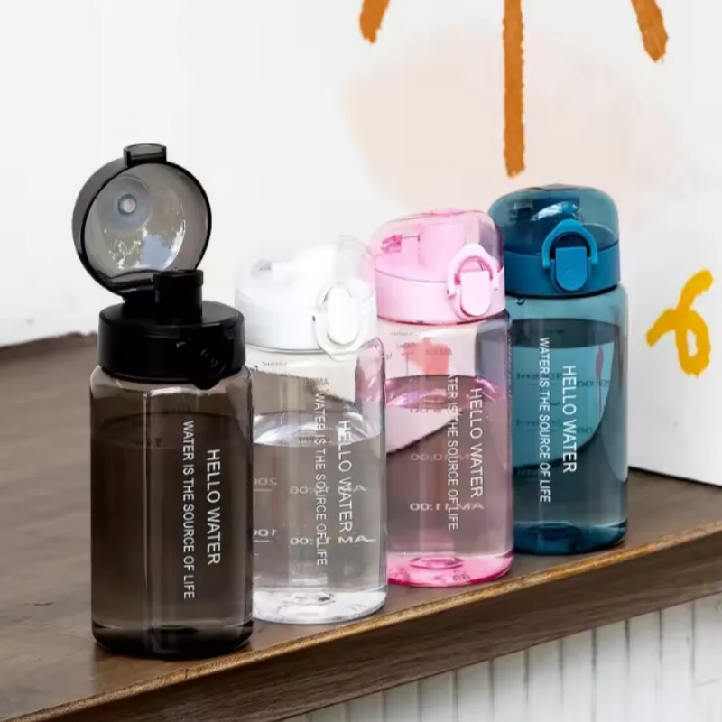 

Спортивная бутылка для воды 550 мл, прозрачная чашка большой емкости с прямой прыгающей крышкой для питья, портативный уличный чайник