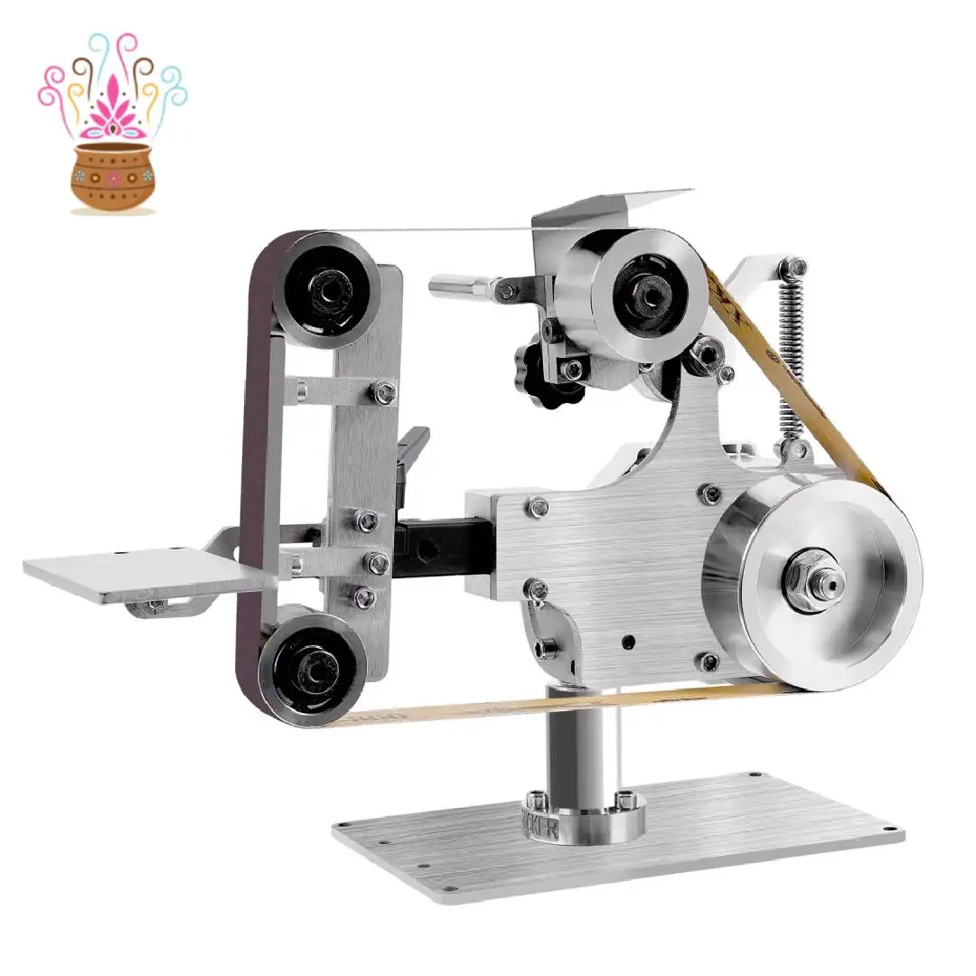 Mini Belt Grinder, 550W 110V US Plug Brushless Belt Sander Vertical Horizontal Convertible 5000RPM Stepless Speed Adjustment Dual Grinding Attachments For Jewelry Metal Polishing