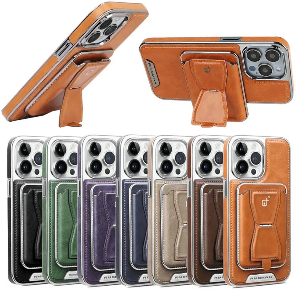 

2 in 1 Magnetic Wallet Invisible Kickstand Leather Case for iPhone 15 Pro Max 15Plus 14 13 12 Cards Solt Bag Holder Phone Cover