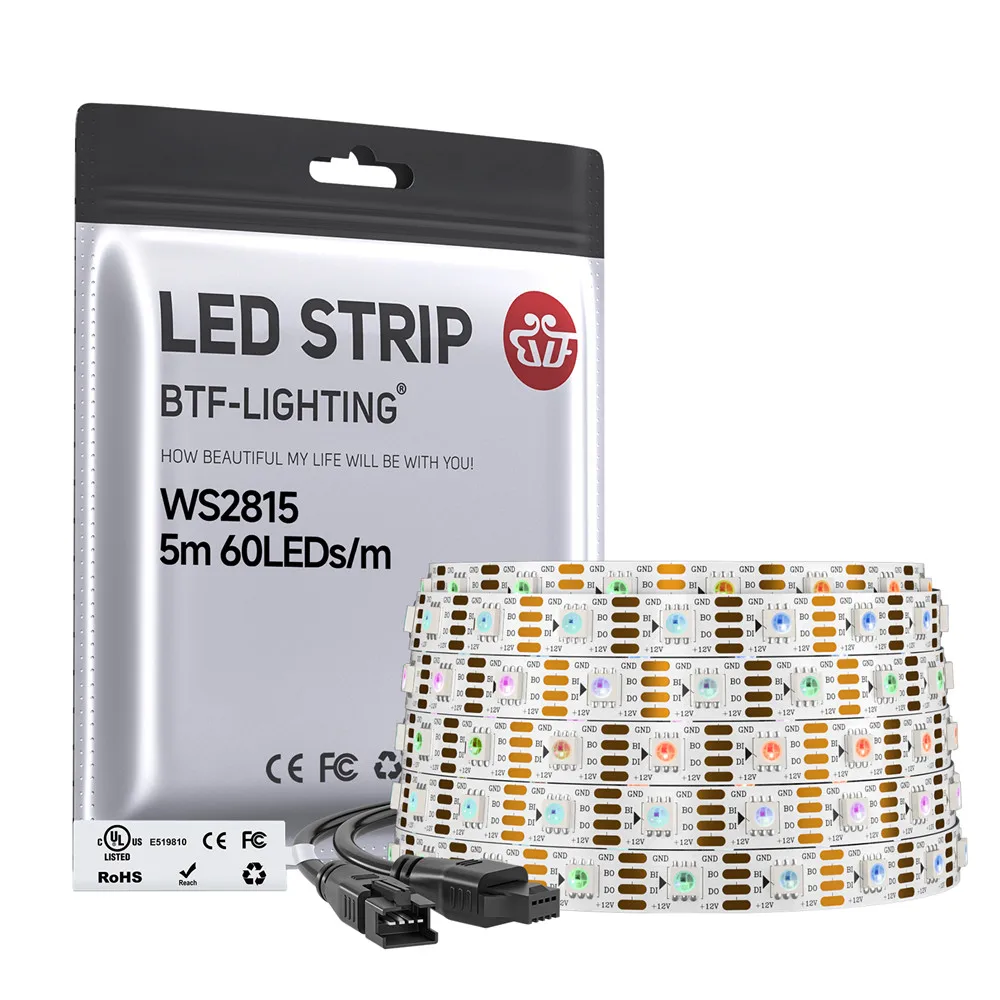 WS2815 DC12V WS2812B WS2813 LED-Streifen RGB Individuell Adressierbare LED-Leuchten Dual-Signal 60 LEDs IP30 5M Streifen Raumdekoration