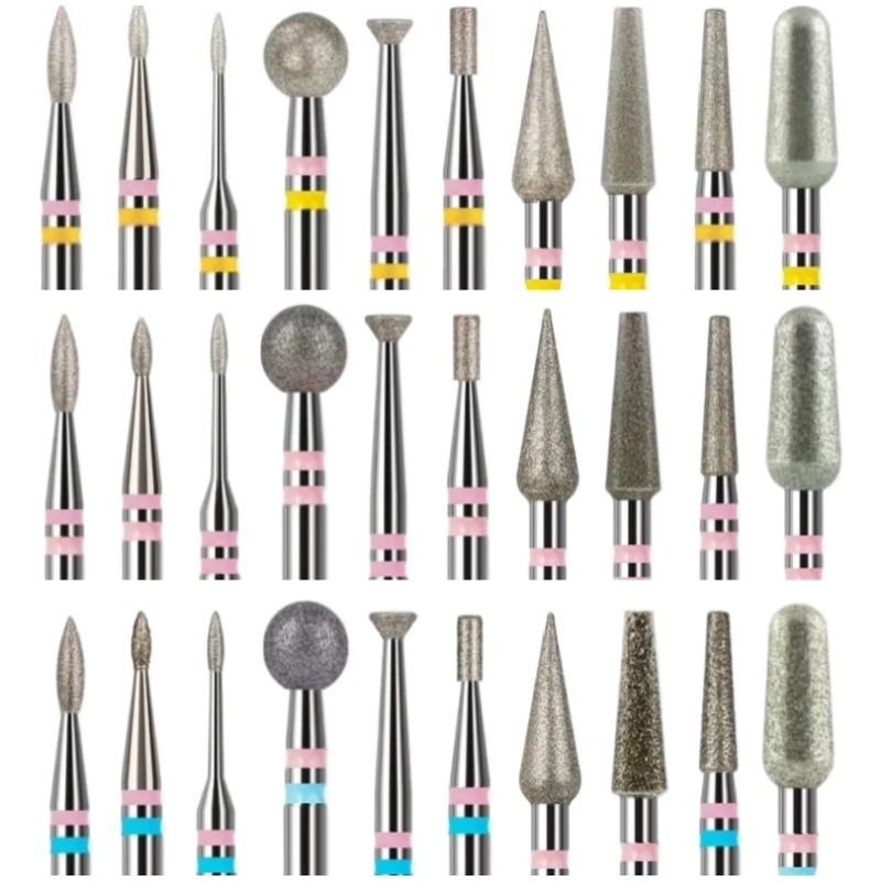 1Pcs Diamond Nail Art Drill Bits For E-file Manicure Cuticle Gel Removal Nail Polishing Left Right Rotary Buffer DIY Nails Tool