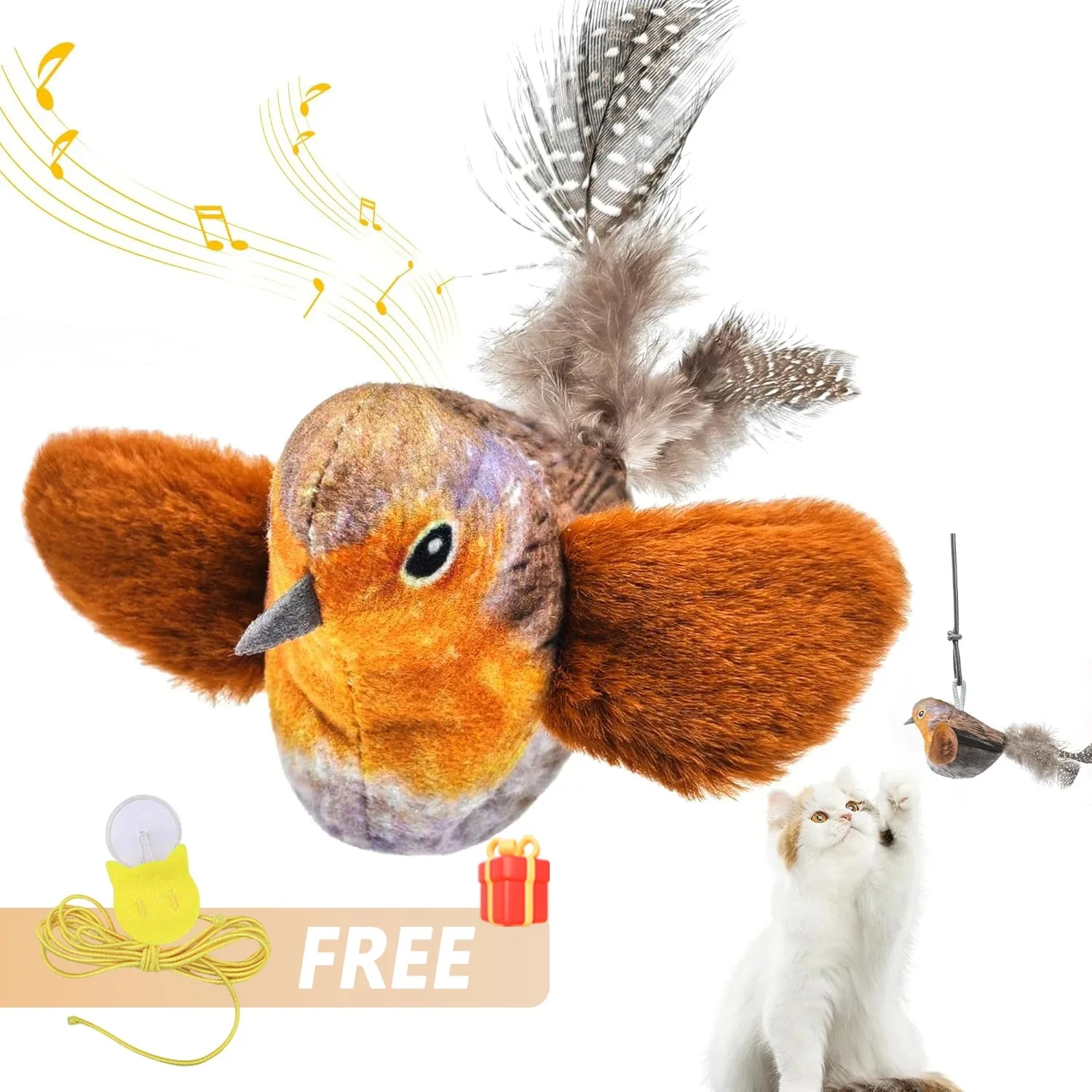Interaktives Vogelspielzeug für den Innenbereich für Katzen, Jagdspielzeug, klingendes Katzenminze, Katzen-Teaser-Spielzeug, Selbsthilfe, Wandbehang, Vögel, Katzenspielzeug – Detail 5