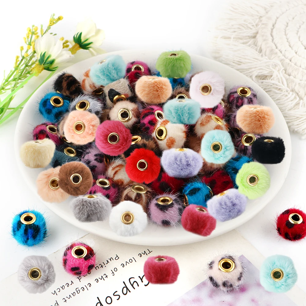 10pcs Large Hole Plush Leopard Beads Loose Spacer Charm Beads For Jewelry Making DIY Necklace Bracelet Jewelry Accessories