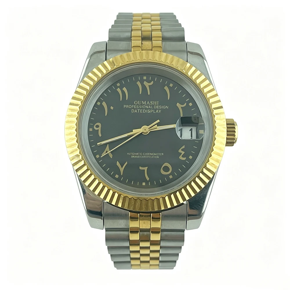 OUMASHI 36mm/39mm Men luxury Watch Black Dial Arabic Numbers NH35 Automatic Men Watch Sapphire Stainless Steel 100M Waterproof