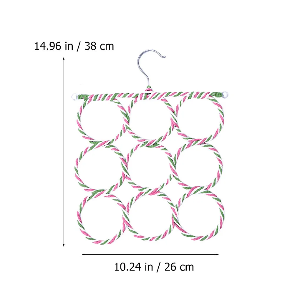 

2 Pcs Paper Rattan Hanger Scarf Rack Tie Closet Organizer Foldable 360 Degree Stainless Steel Hook 9 Rings Storage Wardrobe Door