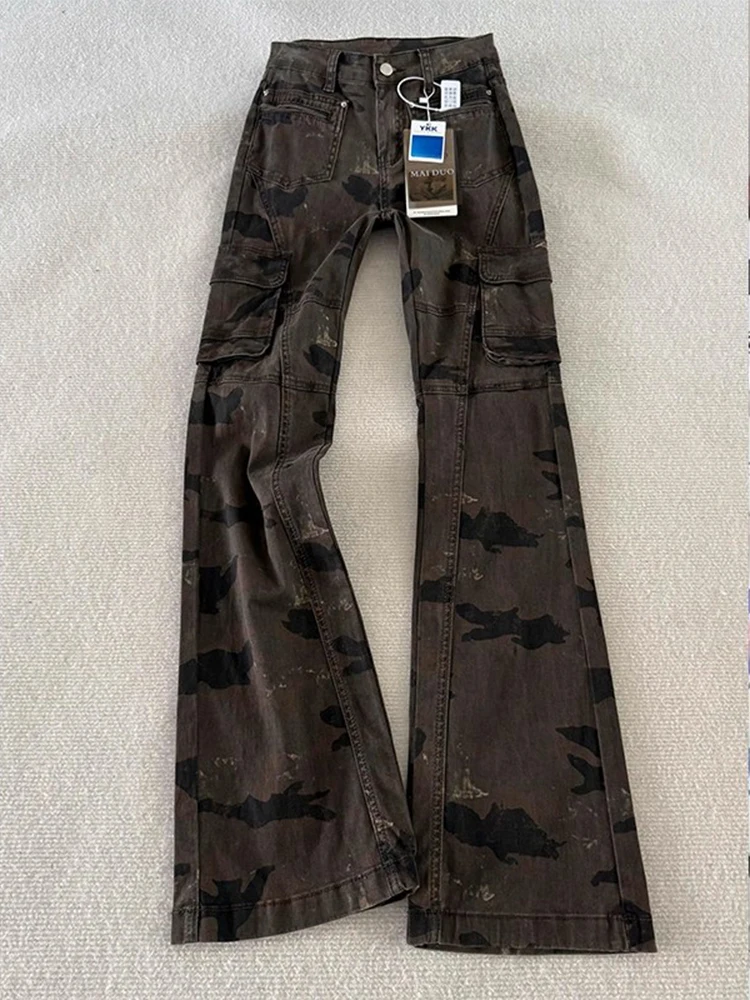 

Men's Camouflage Work Pants Autumn Winter Thiened Fce Straight Leg Slimming American High Street Pants Retro Sle