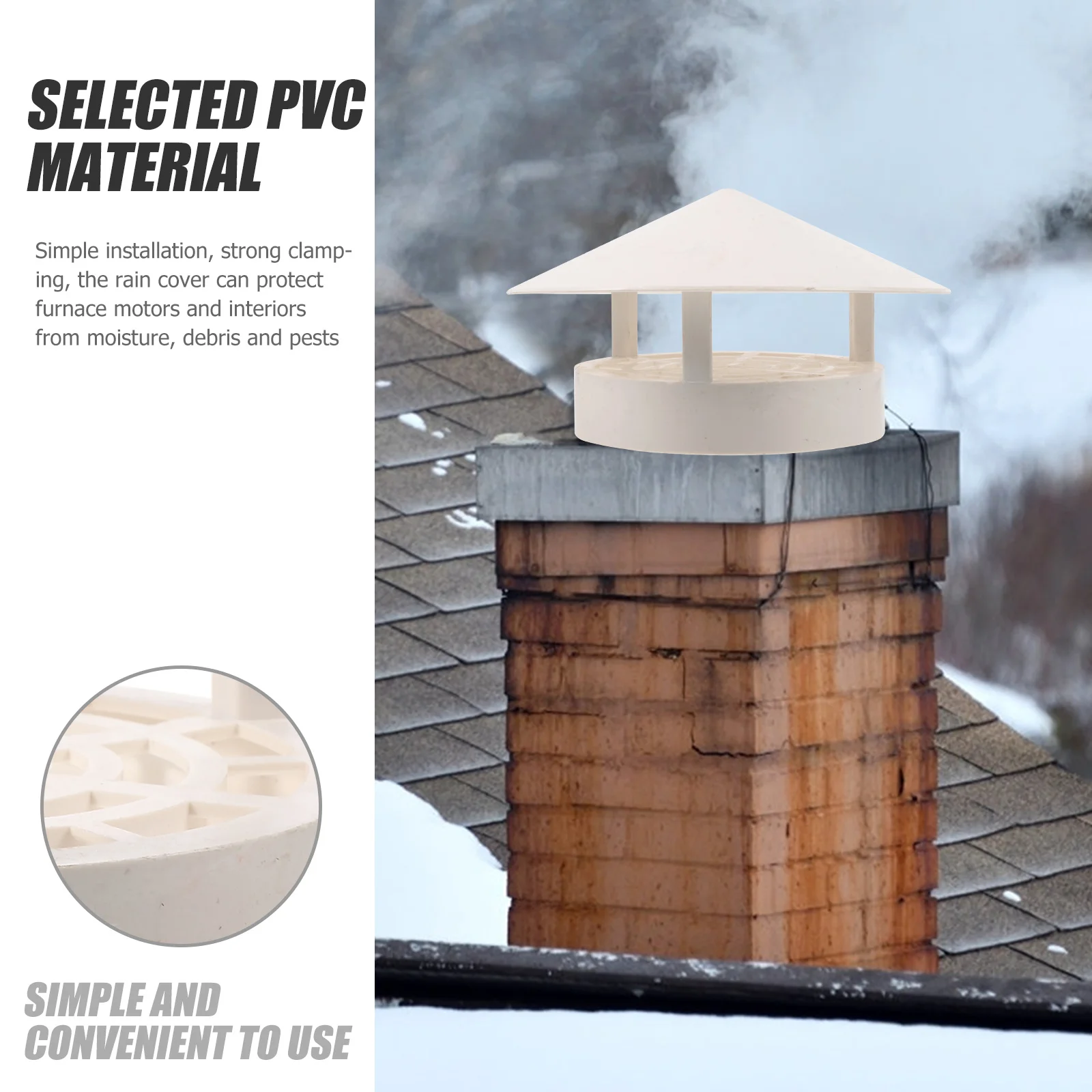 

250Mm Rainproof Vent Cap Cover For Roof Chimney Duct Pvc Waterproof Dustproof Insect Resistant Chimney Rain Cap Roof Vent