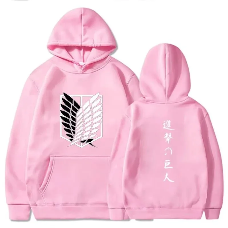 애니메이션 진격의 거인 자유의 날개 후드티 만화 진격의 거인 유니섹스 긴팔 상의 겨울용 오버사이즈 스웨트셔츠