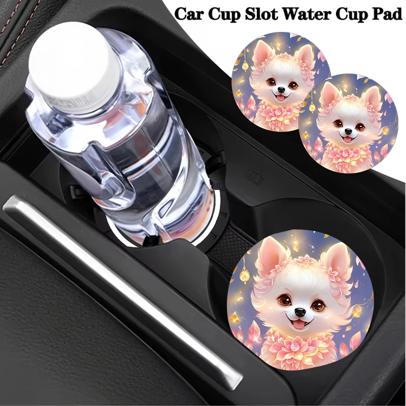 2pcs Pink Puppy Car Cup Holder Non-Slip Mat Bottle and Cup Stand view 3