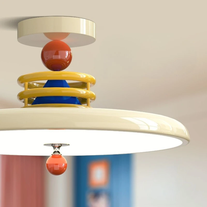 Memphis Ultra-thin Rotundity Colorful Forged Iron Ceiling Lights Creative Modern Minimalist Bedroom Kitchen Study Hanging Lamp