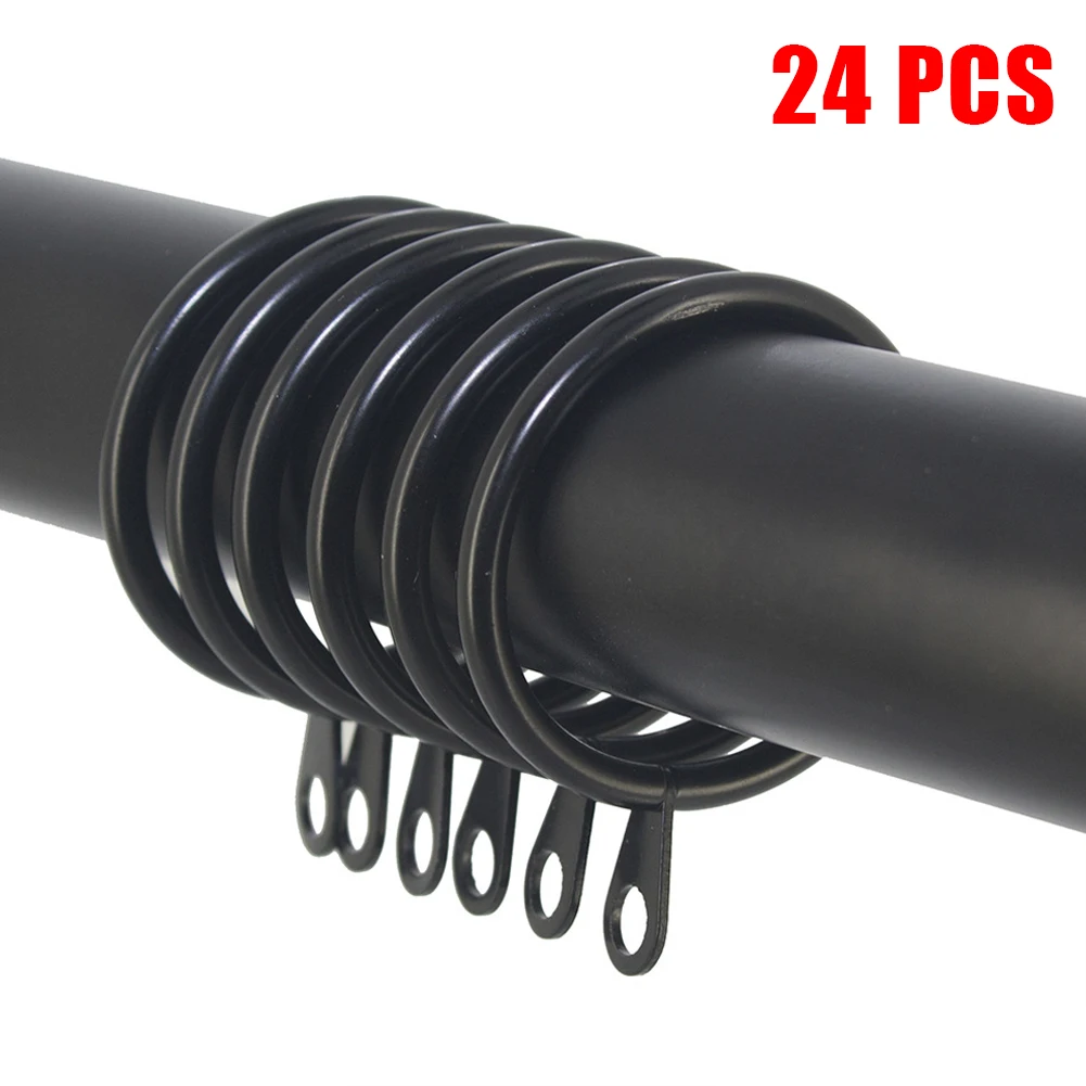 24/12 Pcs Curtain Rings Metal Iron Hanging Hook For Curtains Rods Pole 25 TO 37 Mm Curtain Black /Silver /White
